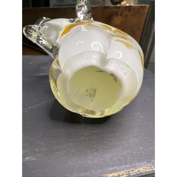 Elephant Art Glass White With Gold Spots Trunk Up Paperweight Figurine , 5 1/2 “ - Picture 7 of 7